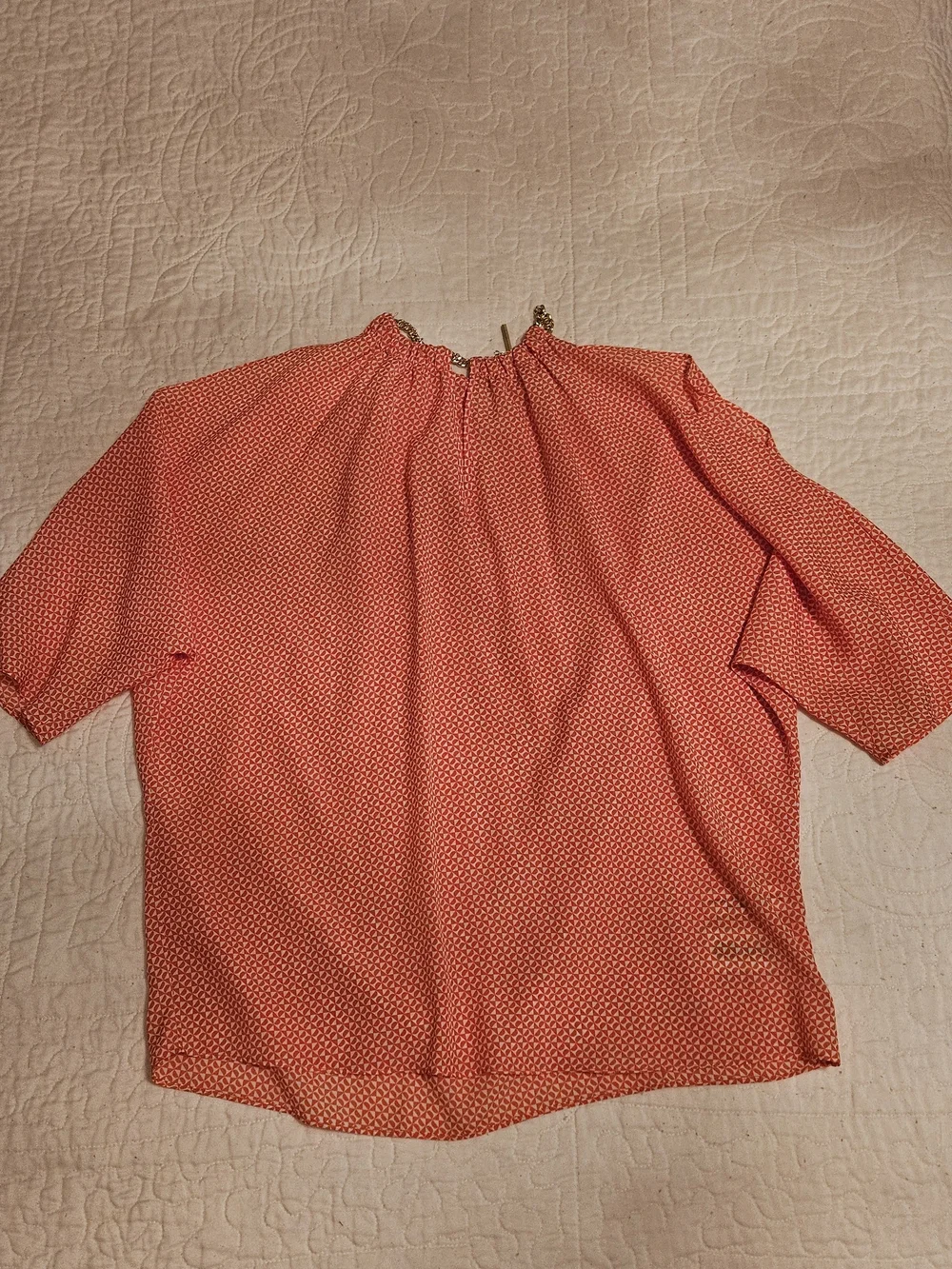 Michael Kors Coral Red Printed Short-Sleeve Top